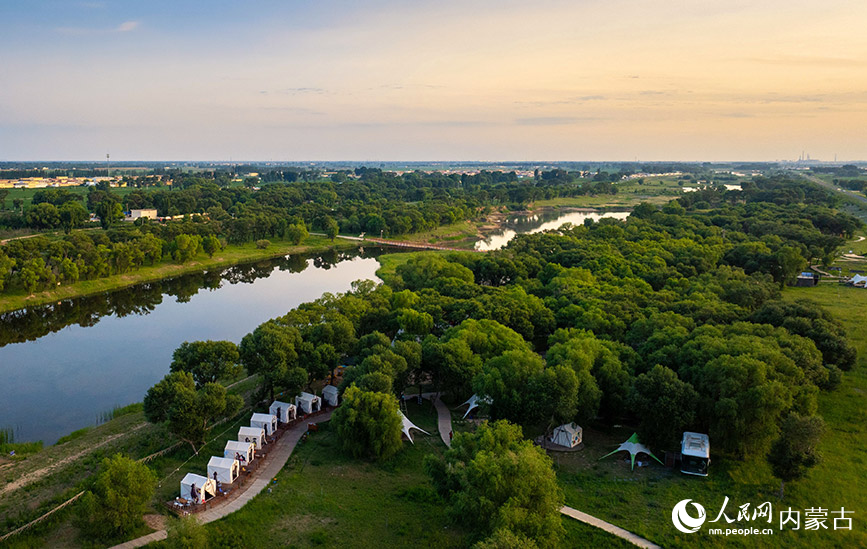 6月16日，呼和浩特市玉泉區大黑河郊野公園“林下空間”美景如畫。丁根厚攝